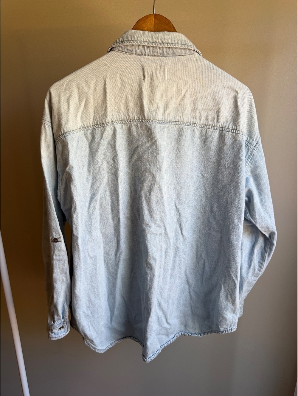 Risen 100% cotton light wash denim button up long sleeve shirt - Picture 7 of 12